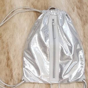 Silver Drawstring Backpack